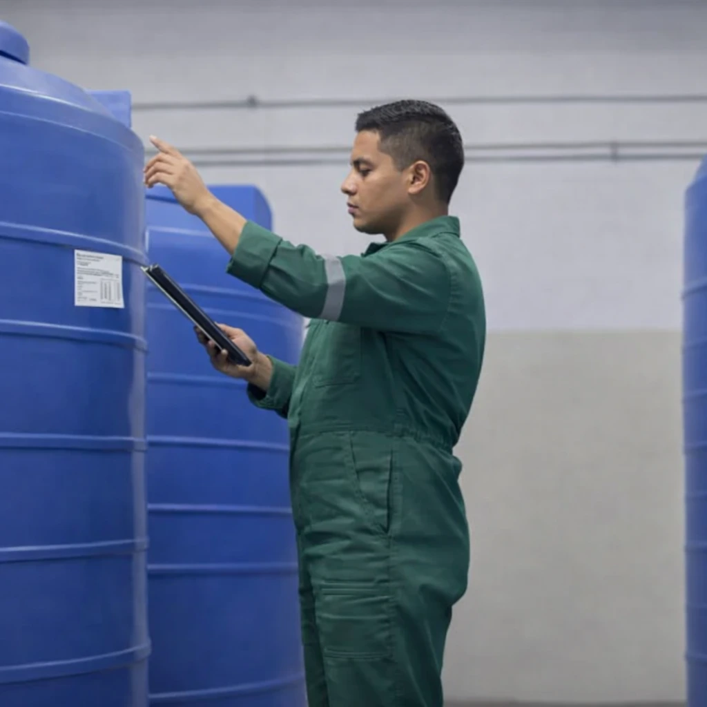 Inspección técnica de tanque de almacenamiento de agua realizada por especialista