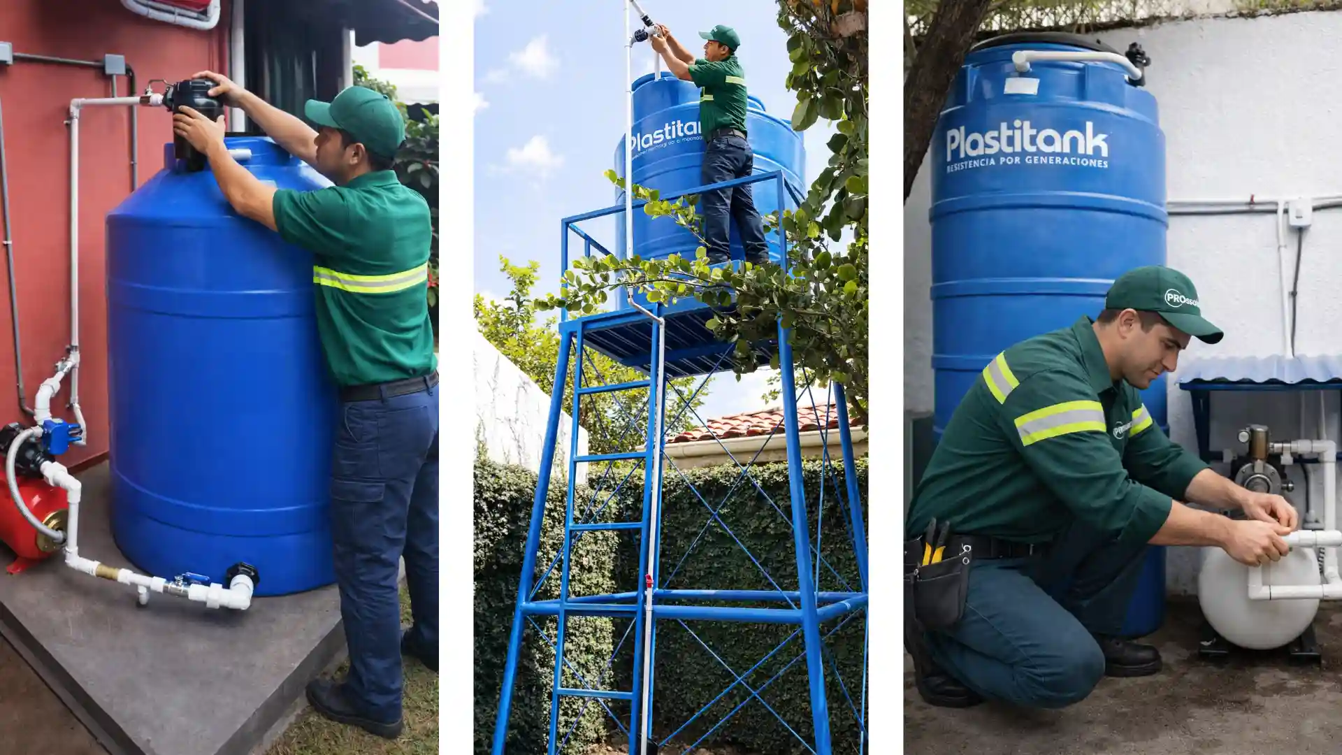 Instalación profesional de tanque de agua y sistema hidráulico realizada por técnicos