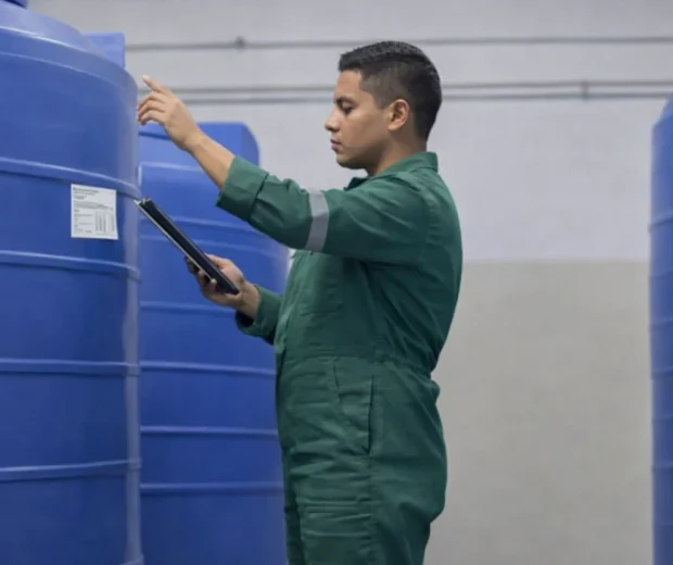 Inspección técnica de tanque de almacenamiento de agua realizada por especialista
