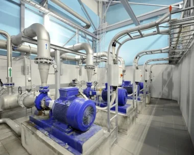 Sistema hidráulico industrial con bombas de presión para distribución de agua