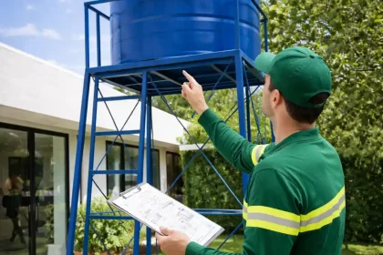 Instalación de tanque de agua elevado por gravedad en vivienda con sistema de almacenamiento
